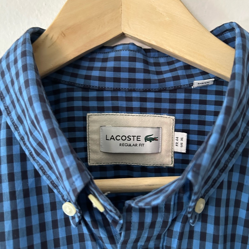 Lacoste Blue Casual Button Down Shirt Gingham